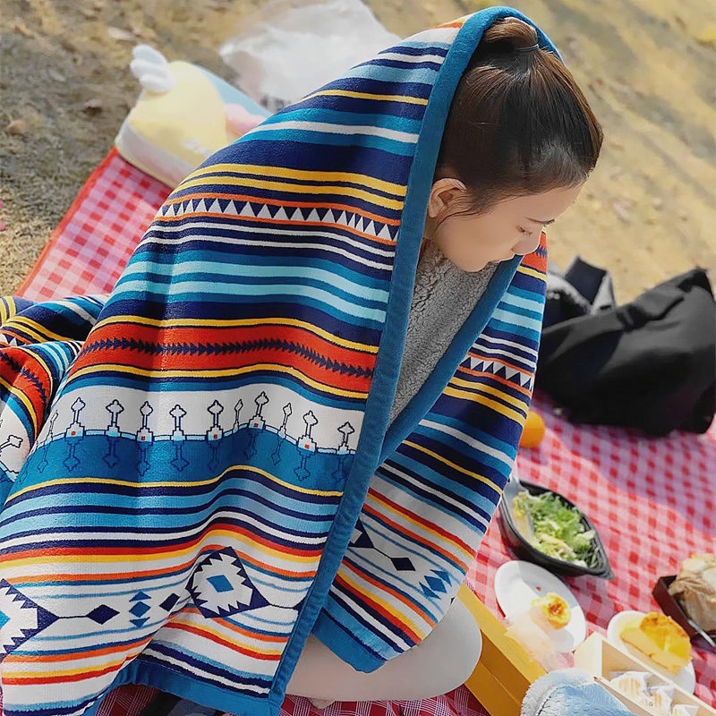 UKELER Boho Sherpa Throw 60'' x 50''- Bohemian Soft Plush Flannel Throw Blankets for Bed/Couch/Sofa/Office/Camping - Image 4